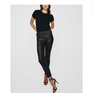 AG Isabelle Coated Denim Straight Crop
